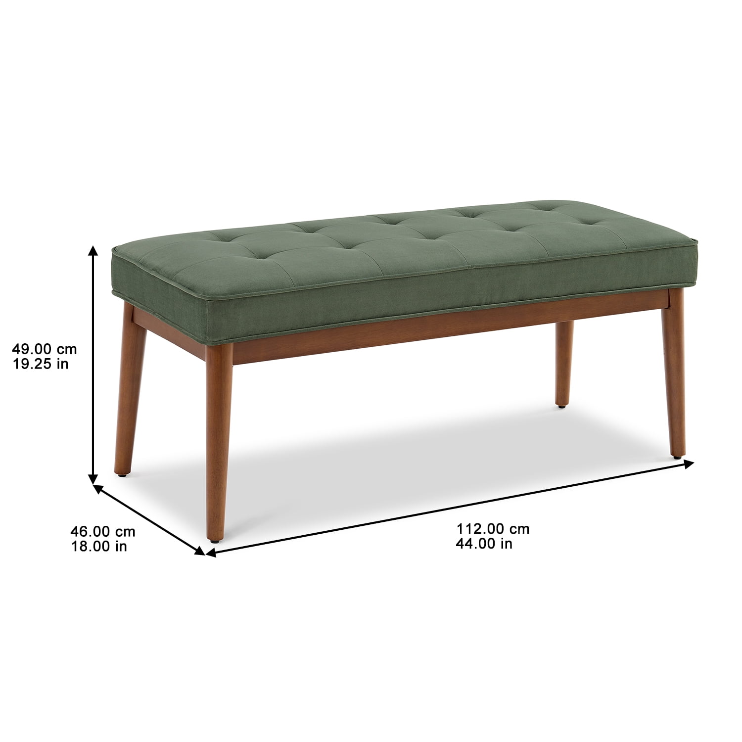 Better Homes & Gardens Colton 44" Upholstered Accent Bench, Olive