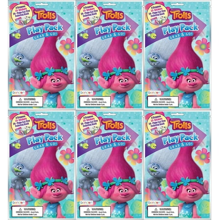 Bendon 6X Trolls Grab N Go Unisex child Play Pack Bundle (6 Pieces)
