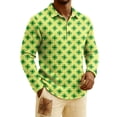 thumbnail image 2 of Men's St. Patrick's Day Shamrock Henley Long Sleeve Pullover Casual Top Shirt, 2 of 6