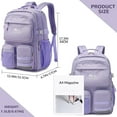 thumbnail image 5 of Water Resistant Backpack for women womens womens womens, Casual Multi Pockets Daypack with 15.6 inch Laptop pocket for Travel women College (Purple With Embroidery), 5 of 8