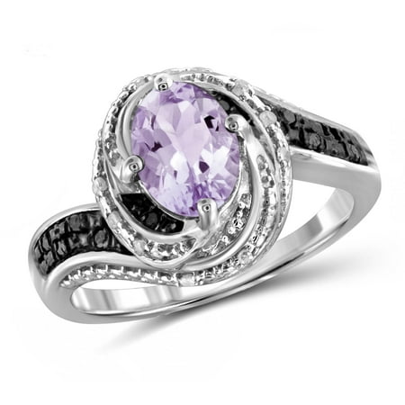 JewelersClub 1.09 Carat Pink Amethyst Gemstone and 1/10 Carat Black and White Diamond Ring