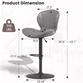 thumbnail image 6 of Waleaf Modern Adjustable Bar Stools Set of 4, Faux Leather Upholstered Swivel Counter Stools, Counter Height Bar Stools with Large Base, 6 of 7