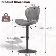 Waleaf Modern Adjustable Bar Stools Set of 2, Faux Leather Upholstered Swivel Counter Stools, Counter Height Bar Stools with Large Base