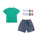 thumbnail image 2 of Cethrio Boys Cotton Outfit Sets, Short Sleeve Summer 3 Piece School Kids Clothing sets Green Size 6, 2 of 5