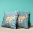 thumbnail image 2 of Elephant Silhouette Duo Indoor/Outdoor Pillow with Removable Cover in Green Pink Orange16x16, 2 of 4