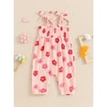 thumbnail image 3 of Suealasg Baby Girl Clothes 6 12 18 24 Months Sleeveless Summer Romper Overalls Tie-Up Spaghetti Straps Floral Print Bodysuit Jumpsuit, 3 of 7