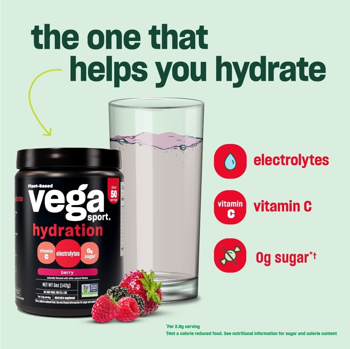 Vega Sport Electrolyte Hydration Plant-Based Powder, Lemon Lime, 50 servings (4.9oz)