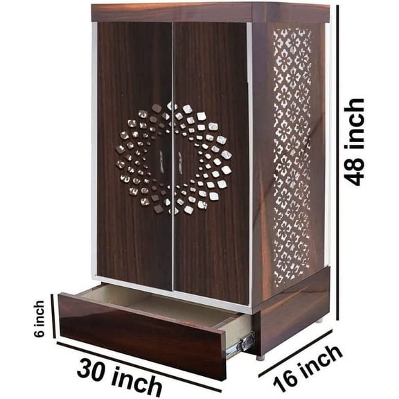Customized Wooden Cabinet Desginer Mandir With LED / Mandir For Home & Office / Temple For Home / Pooja Ghar / Mandir With Lights /Storage