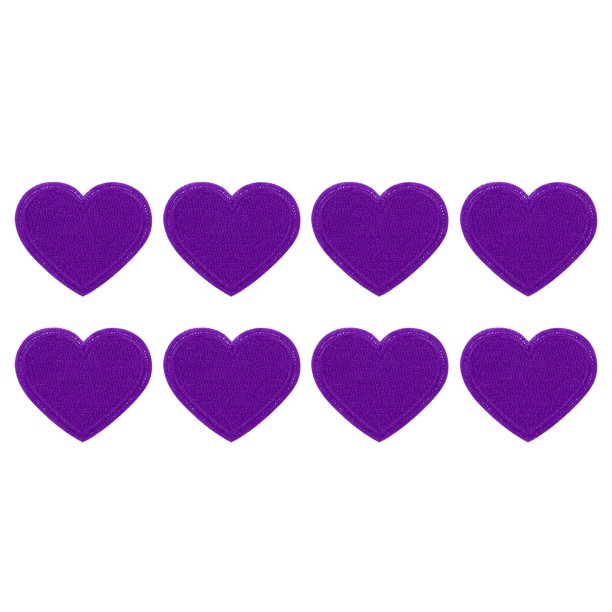 Uxcell 8Pack Parche de corazón planchado, parches bordados en forma de corazón, 40mm púrpura