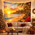 thumbnail image 3 of Tropical Beach Sunset with Palms and Hibiscus Serene Digital Art for Ocean Lovers Nature Inspired Decor Housewarming Gift Tapestry Wall Hanging for Bedroom and Living Room, 3 of 7