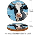 thumbnail image 3 of Cattle Set of 6 Round Coasters, Microfiber Leather Drink Coasters, 11x11 cm/4.3x4.3 in Coaster Set for Table and Home Decor, 3 of 6