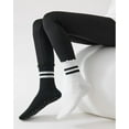 thumbnail image 4 of 3 Pairs Pilates Socks with Grips Non-slip Yoga Crew Sock Ruffle Striped Sock for Gym Hospital Sticky Slipper Socks, 4 of 7