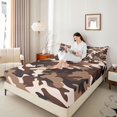 thumbnail image 4 of Homewish Camo Camouflage Full Size Sheets 4-Piece for Teens Female Men,Abstract Geometric Breathable Bed Sheets,Black Brown Lightweight Sheet Sets,Breathable Home Decor, 4 of 7