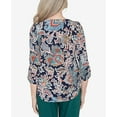 thumbnail image 5 of Alfred Dunner Womens Petite  Scroll Three Quarter Ruched Sleeve Top, 5 of 6