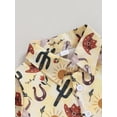 thumbnail image 5 of Douhoow Toddler Boy Shirts Long Sleeve Lapel Button Down Cow Print T-Shirt Western Tops, 5 of 8
