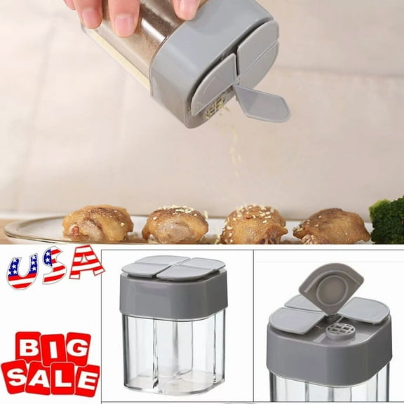 4 In 1 Spice Jar Dispenser Container Plastic Seasoning Bottle Kitchen Organizer