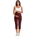 thumbnail image 2 of Capri Leggings for Pregnant Women Over Belly Soft Stretch Maternity Yoga Leggings with Pockets (S, Wine), 2 of 7