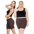 thumbnail image 2 of Stretch Is Comfort Women's Plus Size Cotton Biker Shorts Brown 2X, 2 of 6