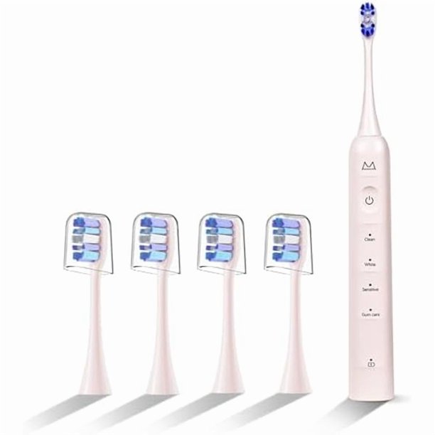 wonima02 Sonic Electric Toothbrush for Adults&Teens - 180 Days Battery Life, Seamless Button&48000RPM Rechargeable Tooth Brush, 4 Brushing Modes/4 Replacement Heads/Smart Timer/IPX8, Deep Clean