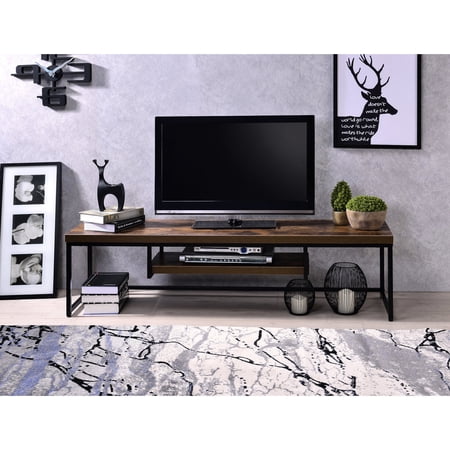 Black and Oak Appearance - Easy Cable Organization - Home Theater Setup - Long - Term TV Use