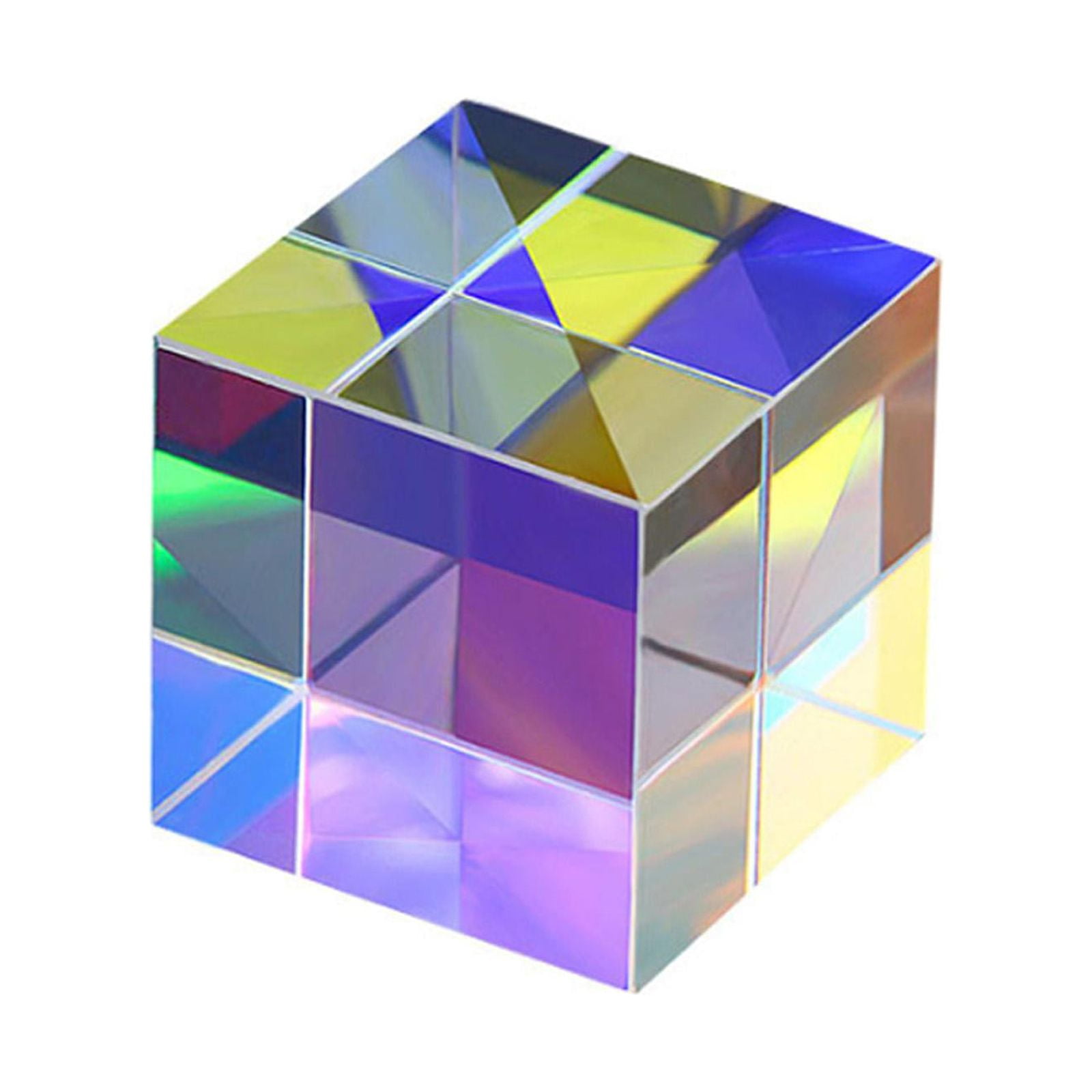 Optical Prism Glass Cube, 0.79-Inch Cube, light-refraction panels, compact cube form, handheld photo effect, rainbow light photography prism