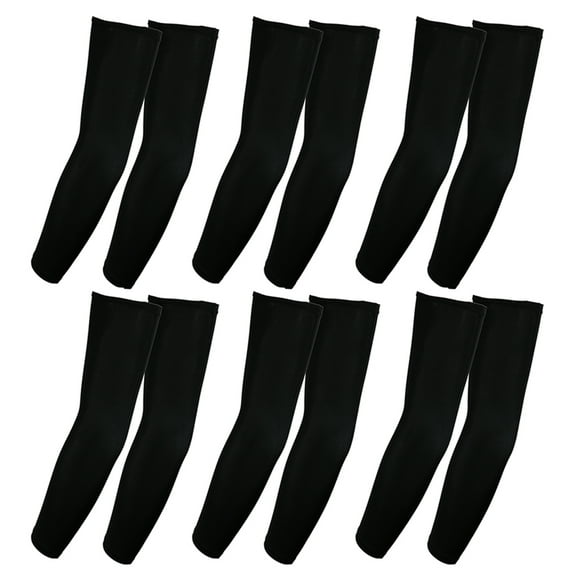 The Elixir Golf UV Protective Compression Arm Sleeves 6 Pairs Bundle Pack for Cycling, Golf, Tennis, Hiking, Outdoor Activities, Black