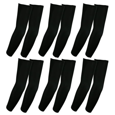 Mediven Arm Sleeve The Elixir Golf UV Protective Compression Arm Sleeves 6 Pairs Bundle Pack for Cycling, Golf, Tennis, Hiking, Outdoor Activities, Black ()