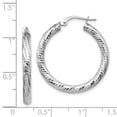 thumbnail image 3 of 10K White Gold Earring Hoop Women'S Diamond-Cut 28.4 mm 26.74, 3 of 3
