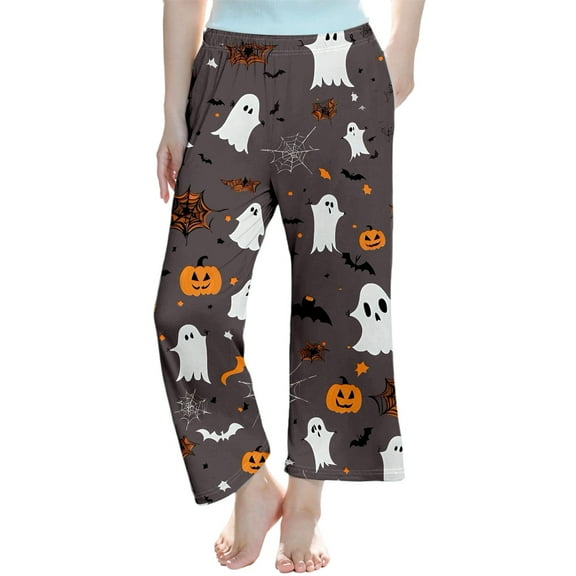 XIYON Pants For Girls Halloween Printed Pants Kids Sleepwear Long Casual Trousers Soft Comfortable Like For Daily Wear 3-4 Years