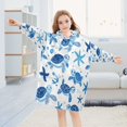thumbnail image 5 of Wearable Blanket with Sleeves and Pocket Oversized Hooded Sweatshirt 3-14 YR Cute Turtles and Starfish S, 5 of 7