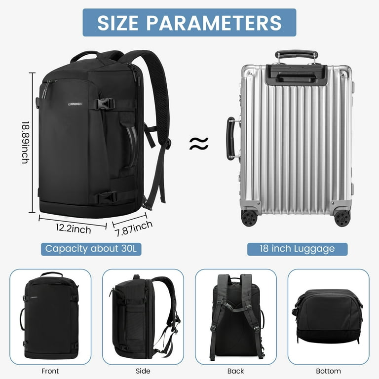 Travel Backpack 40L, TSA Friendly Flight Approved Carry-on Luggage Hand Water-resistant Lightweight Business Rucksack, Durable Large Weekender Bag Daypack Fits 17.3 Inch Laptop