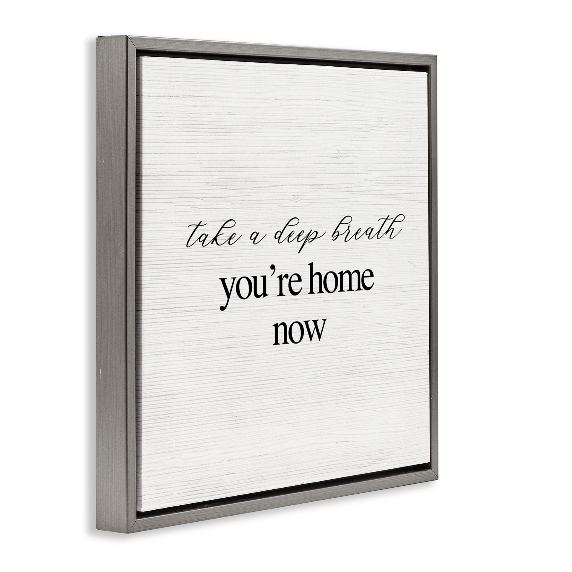 Stupell Industries Home Now Minimal Phrase Typography Painting Gray Floater Framed Canvas Art Print Wall Art, 25 x 25