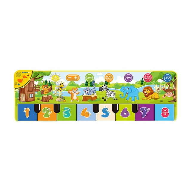 Tapete musical de piano para niños, tapete de juego táctil educativo, juguete musical con múltiples sonidos musicales animal