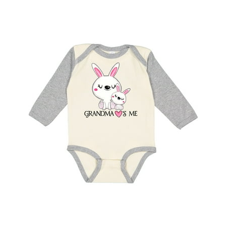 

Inktastic Grandma Loves Me- bunny family Boys or Girls Long Sleeve Baby Bodysuit
