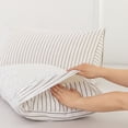 thumbnail image 5 of MooMee Striped Pillowcases 100% Washed Cotton Linen Like Textured Envelope Closure Set of 2 (White& Dark Grey Wide Stripes, King), 5 of 7