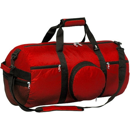 18" Small Expandable Travel Duffel Bag, Red/Black