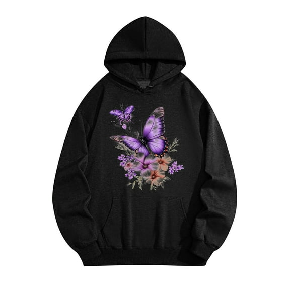 Women's Graphic Hoodies Oversized Hoodies Cotton Floral Hooded Sweatshirts Casual Fall Outfits 2025 Cute Tops with Pockets M