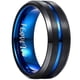 thumbnail image 1 of 8mm Black Tungsten Carbide Wedding Band Ring For Men Blue Grooved I Love You Center Comfort Fit, 1 of 4