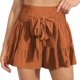 thumbnail image 1 of Shirred cintura ruffle pantalones cortos de pierna ancha mujeres elegante suelta casual color liso frente pajarita pantalones cortos para oficina, 1 of 6