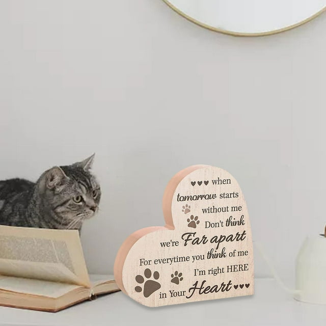 Perro Gato Recuerdo Letrero de madera Corazón Recuerdo Pata Impresión Mesa Independiente Rústico y cálido Perro resistente Regalos conmemorativos para Fernando placa conmemorativa