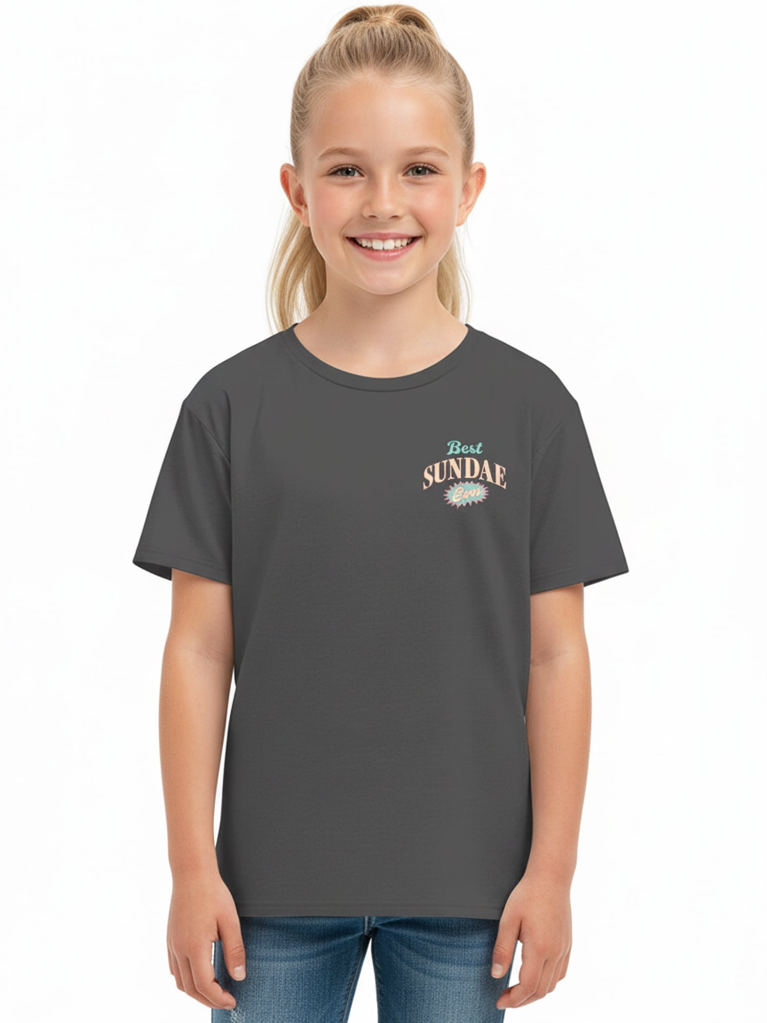 Wonder Nation Girls Best Sundae Ever Graphic T-Shirt with Short Sleeves, Sizes 4-18