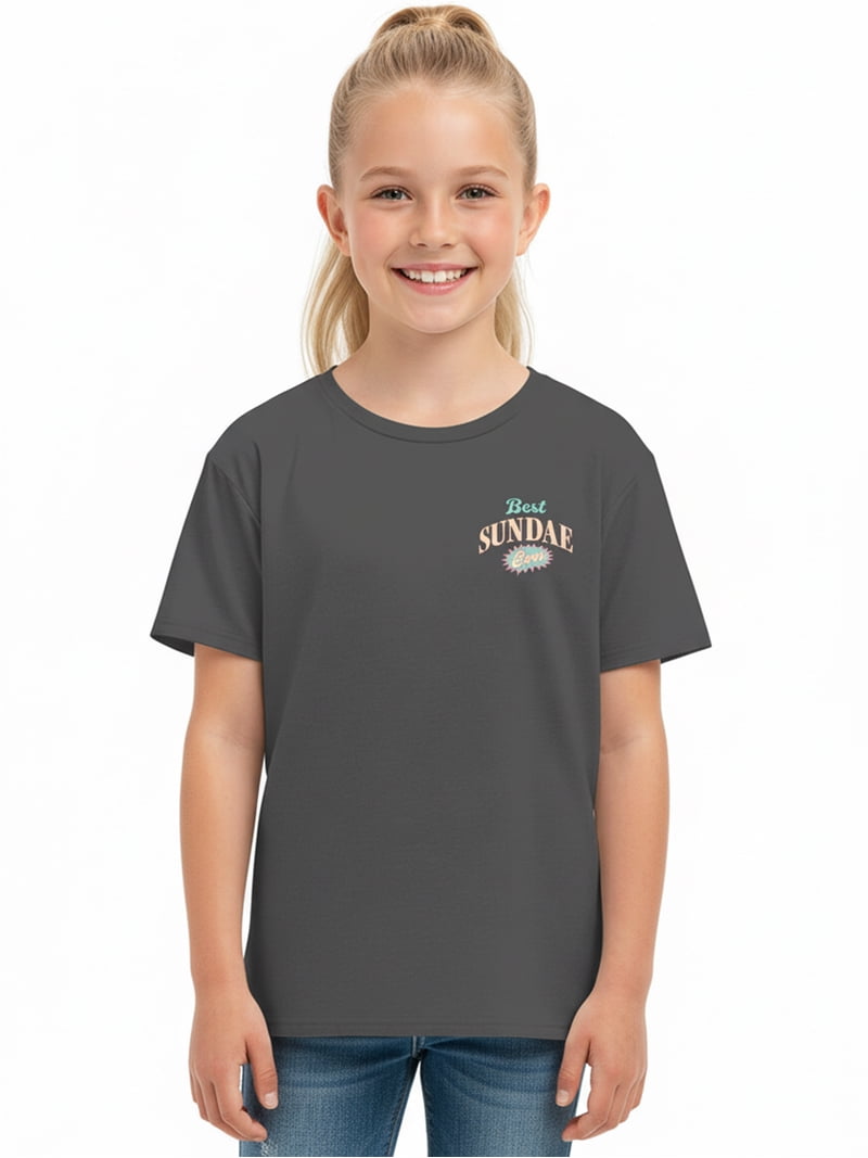 Wonder Nation Girls Best Sundae Ever Graphic T-Shirt with Short