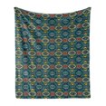 thumbnail image 1 of Abstract Soft Flannel Fleece Throw Blanket, Diamond Shapes with Effect and Folkloric Ornaments Native Tribal Influences, Cozy Plush for Indoor and Outdoor Use, 70" x 90", Multicolor, by Ambesonne, 1 of 6