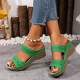 thumbnail image 3 of Slides for Women Bohemian Hollow out Orthopedic Walking Sandals Summer Casual Slip on Platform Wedges Green Size 9.5, 3 of 7