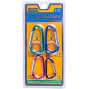 Jacent Aluminum Spring Loaded Carabiner with Key Ring, Assorted Sizes and Colors - 4 Per Pack