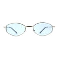 thumbnail image 3 of Narrow Hexagon Hippie Color Lens Metal Rim Dad Shade Sunglasses Silver Blue, 3 of 4