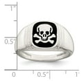 thumbnail image 3 of Sterling Silver Black Enameled Mens Skull and Crossbones Ring, 3 of 6
