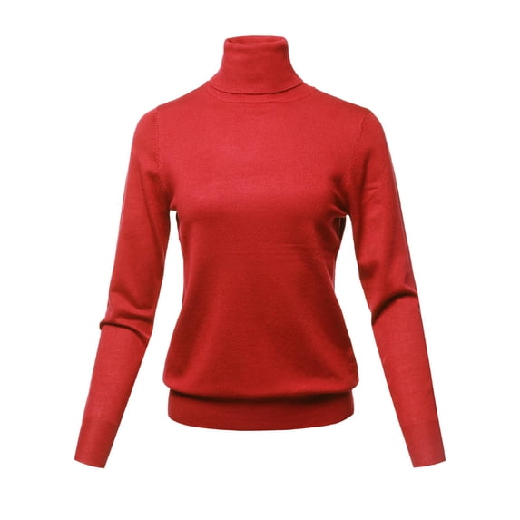 FashionOutfit Women's Solid Lightweight Turtleneck Long Sleeves Knit Sweater