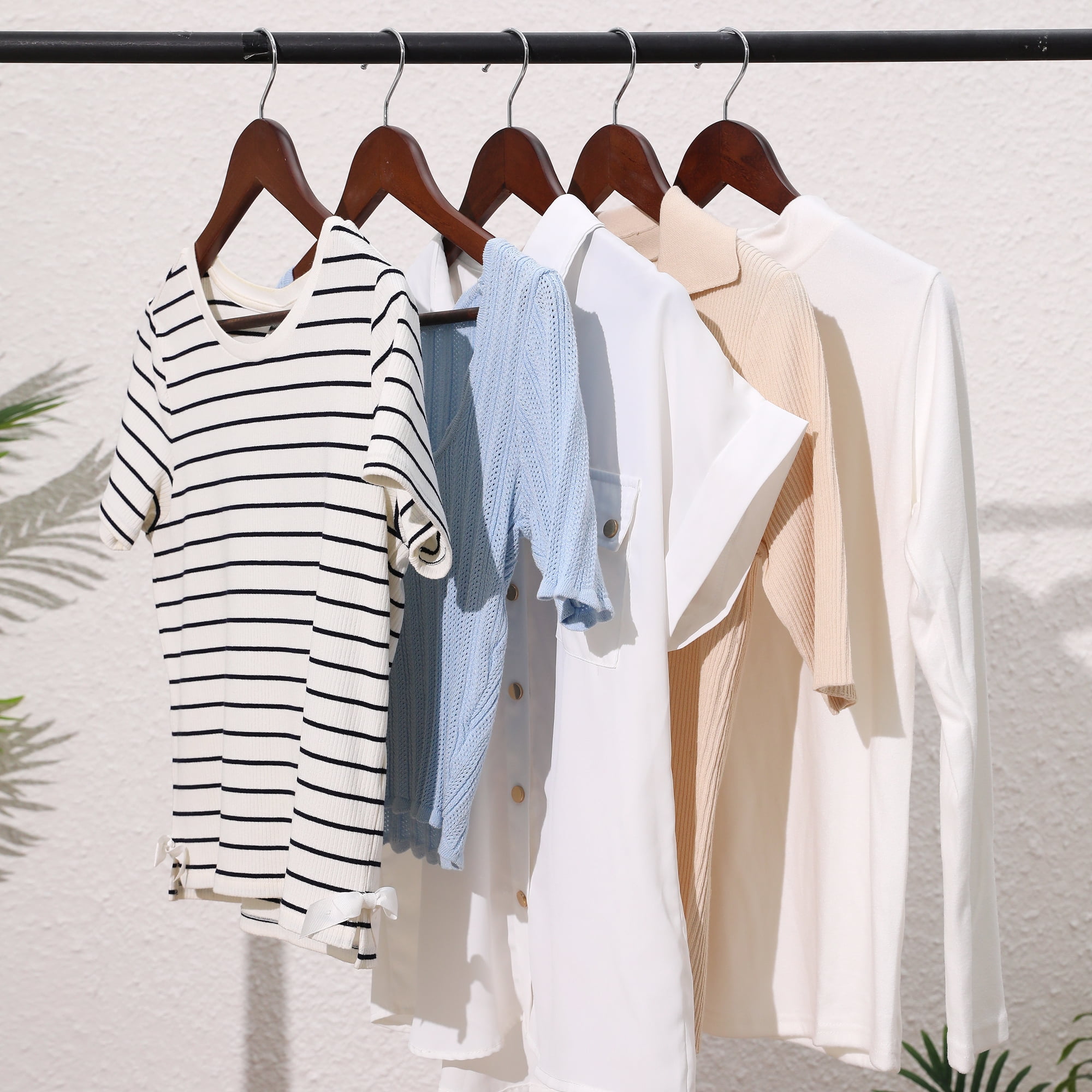 Unique Bargains Wood Non-Slip Hangers Clothes Hangers for Closet 10 Packs Brown