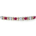 thumbnail image 3 of Gem Stone King 925 Silver and 10K Yellow Gold White Moissanite and Red Ruby Bracelet for Women | 2.32 Cttw | Gemstone Birthstone | Round 4MM | Adjustable up to 9 inch, 3 of 7